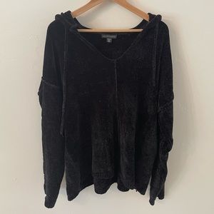 Saks 5th Avenue chenille cropped hooded sweater